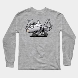 F/A-18 Hornet Fighter Jet Airplane Cartoon Long Sleeve T-Shirt